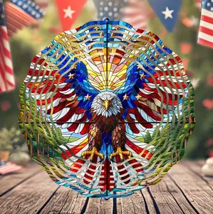 Patriotic Eagle Wind Spinner, 10-inch Metal Hanging Kinetic 3D Decoration, suitable for Independence Day and all holidays, American flag decoration for yards and gardens, with rotating hook collection print chic design wall decor