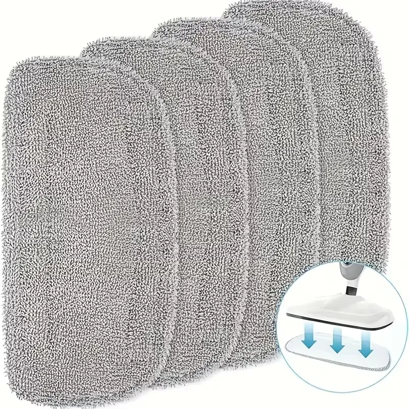 Absorbent Steam Mop Refills - 4 Washable, Reusable Ultra-Fine Microfiber Pads for Floor Cleaning Machines