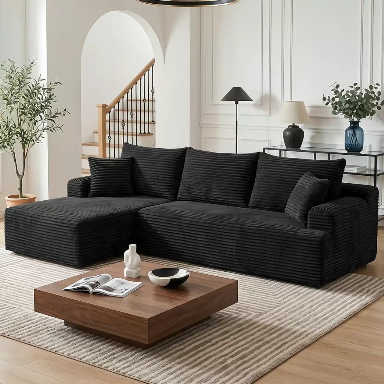 96 in Compressed Cloud Modular Sofa - Fluffy Memory Foam Couch with Free Color-Matched Pillows, Soft Furry Cushion, Shipped Separately for Apartments & Large Living Rooms, Decorative Relaxing Living Room Furniture, Sofas Living Room