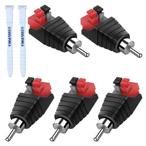 RCA to Speaker Wires Adapter, 6Pcs RCA Connector Male Plug to Spring Press Solderless Converter, Audio/Video Phono Speaker Wire to R-C-A Adapter (R-CA Male to AV 2 Female, 6 Packs)