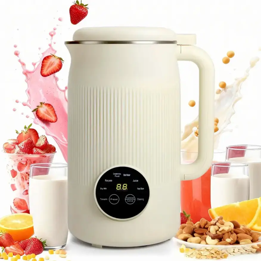 40oz 8-in-1 Stainless Steel Nut Milk Maker Machine - High-Power Brushed Motor Automatic Soy Milk Blender with 12H Delay Start, Keep Warm, Self-Clean for Homemade Drinks, Plant-Based Non-Dairy Beverages