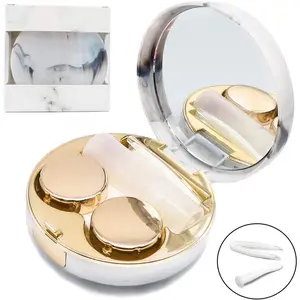 Contact Lens Case, Portable Cute Eye Contacts Colored Lenses Applicator Remover Tool Kit with Mirror Solution Bottle for Travel Daily Outdoor