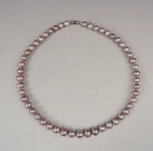 A638-Z 9-10mm 45cm Purple Non-nucleated Necklace Fresh Water Pearl Elegant Design for Classic Look for birthday/anniversary/holiday /retirement/ graduation presents