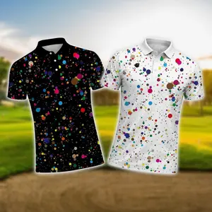 Men’s Colorful Paint Splatter Polo Shirt, Abstract Polka Dot Polo, Modern Artistic Golf Shirt, Casual Summer Polo, Unique Streetwear Top #Poloshirt