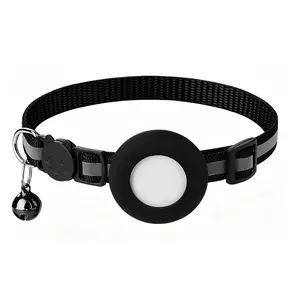 FireFang PCL0060 Reflective Breakaway Cat Collar With AirTag Holder And Bell Lightweight Adjustable Pet Collar