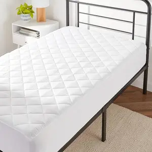 Hypoallergenic Quilted Mattress Topper Pad, 18 Inches Deep, Twin, White mattress toppers bed sheets