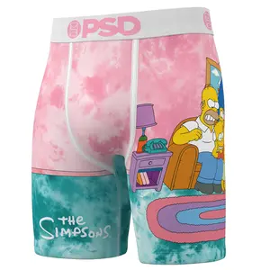 PSD Mens Simpsons Home Boxer Brief - Standard Length 7 Inch Inseam, Soft and Breathable Poly Blend Fabric