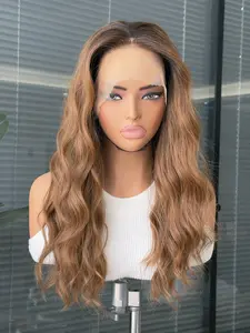 Topshe 13x6 Glueless Lace Front Wig, Long Curly Hair, Roots, Natural Daily Wear, Heat Resistant, Comfortable, Lightweight, Easy to Wear, Fluffy Wigs