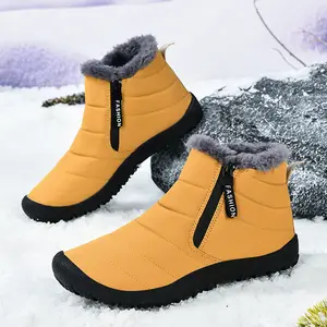 Cozy Men's Winter Snow Boots - Easy Zip, Non-Slip Ankle Protection For Outdoor Trekking Casual Solid Color Style