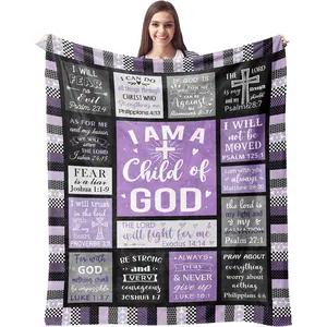Christian Gifts for Women Blanket 50"x40" - Inspirational Religious Birthday Gifts - Baptism Confirmation Gifts for Girls - Catholic Spiritual Gifts for Women - Bible Verse Christian Blankets, Printed on One Side with a Plain White Back, Halloween Thanksg
