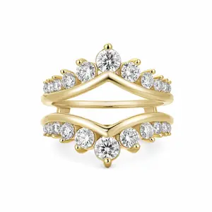 Maxine Lab-Created Moissanite Jacket Ring, 18K White/Yellow Gold Plated Wedding Band Enhancer