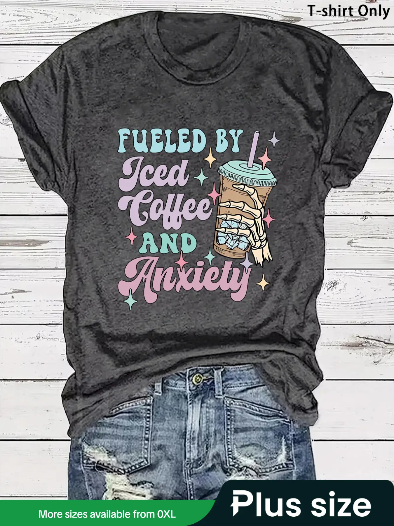 【Plus Size】 Funny Letter & Graphic Print Tee, Casual Short Sleeve Round Neck T-Shirt, Women Plus Back To School Clothing for Summer, Graphic Tees Wome