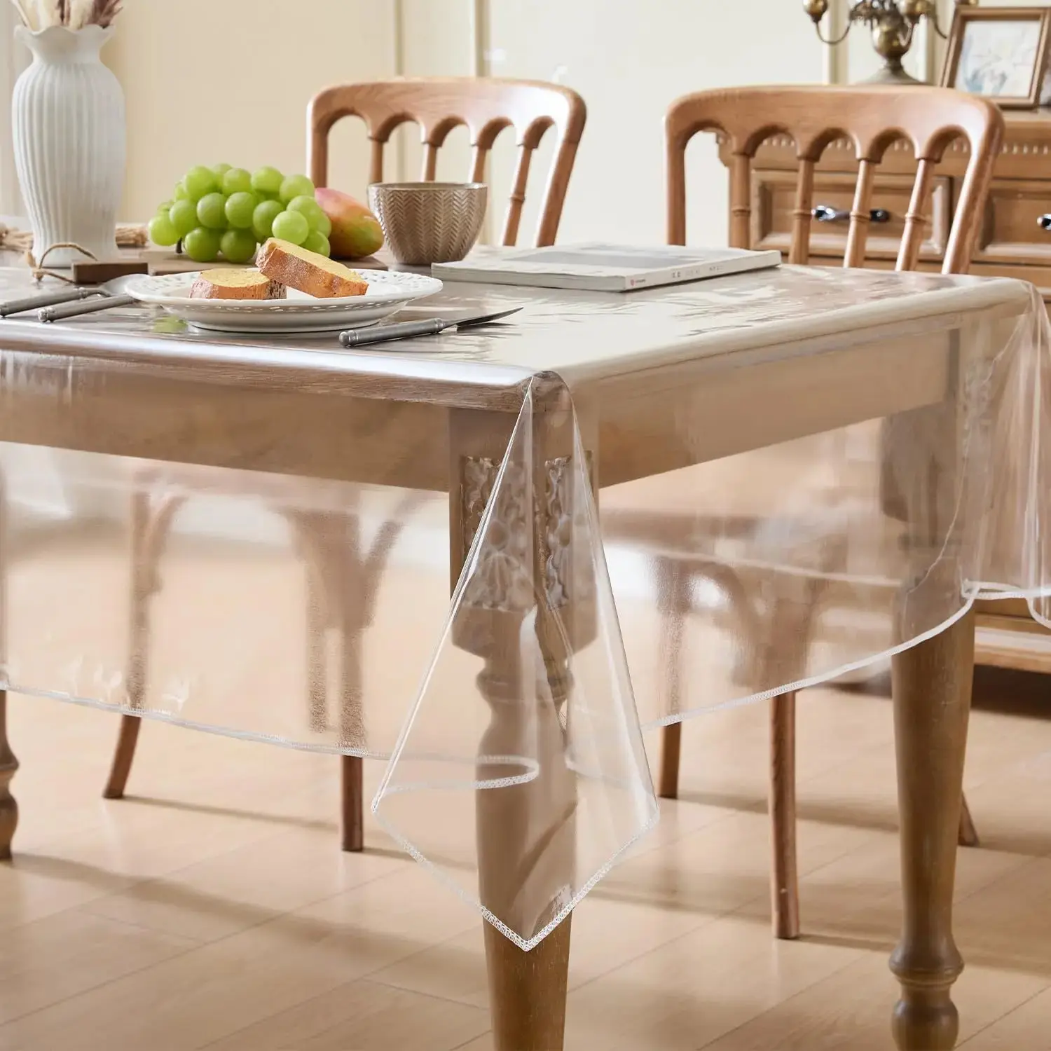 Clear Table Cover Protector 54 x 78 Inch, PVC Plastic Tablecloth, Waterproof Oil Spill Proof Stain Resistant & Wipeable, Rectangle Vinyl Tablecloth for Desk Coffee Dining Room Table