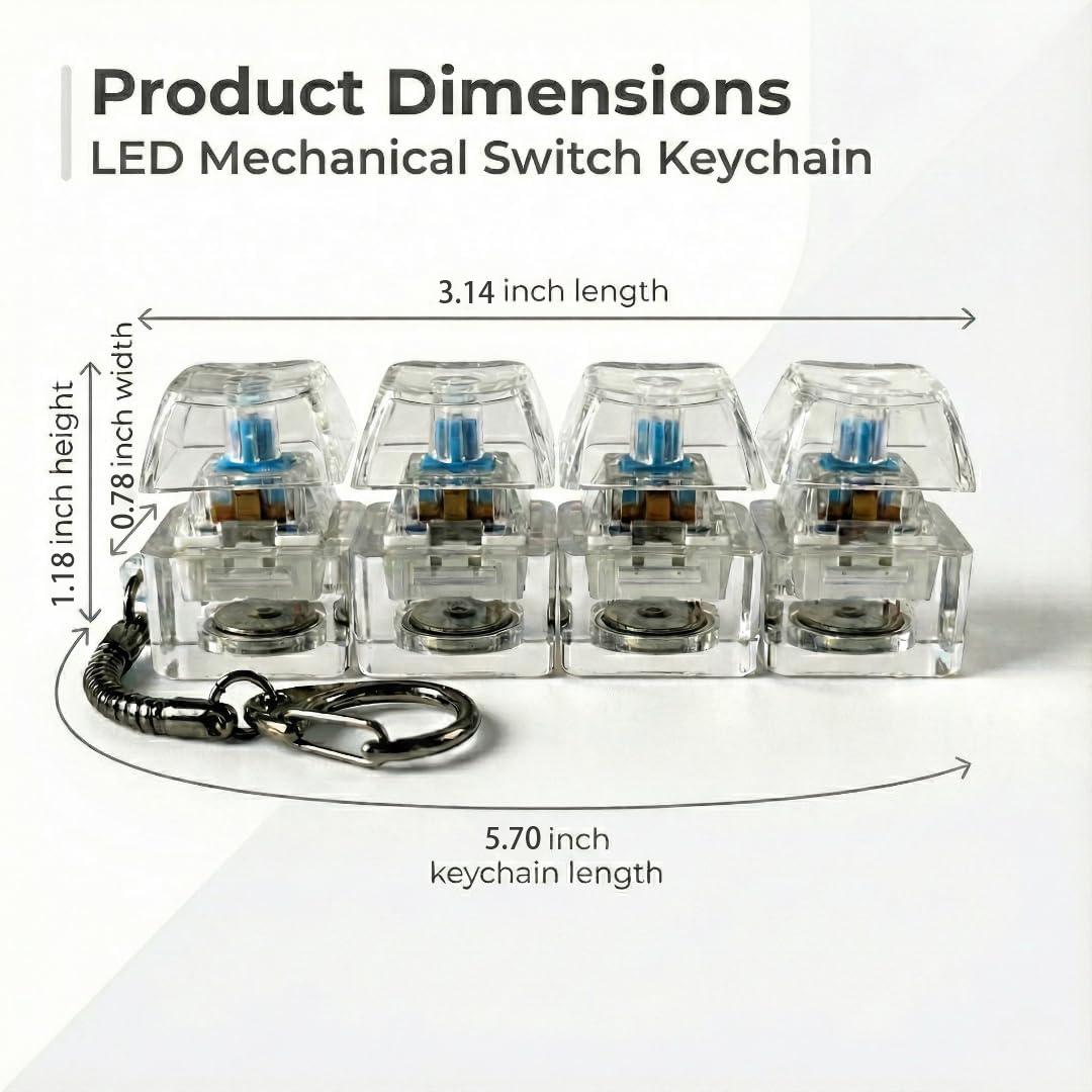 4-Key LED Mechanical Switch Fidget Keychain, Clicker Stress Relief Toy, Perfect Gift For Programmers Gamers Office Workers