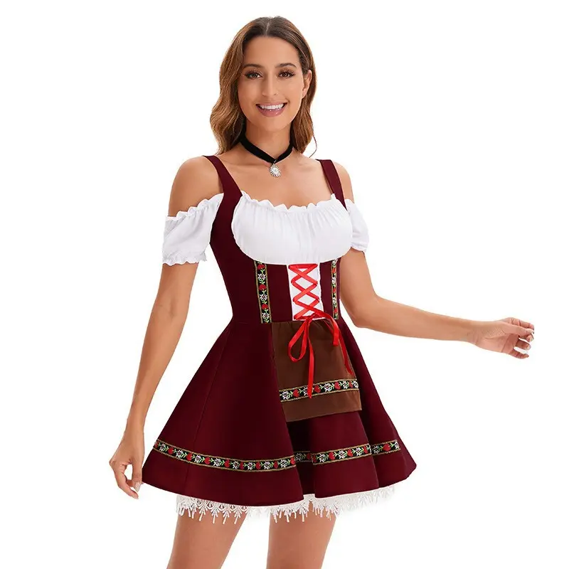 Women’s Classic Dirndl Dress - Bavarian Premium Style, Perfect Fit Costume for Halloween, Theme Parties (Complements Sports & Outdoor Accessories)