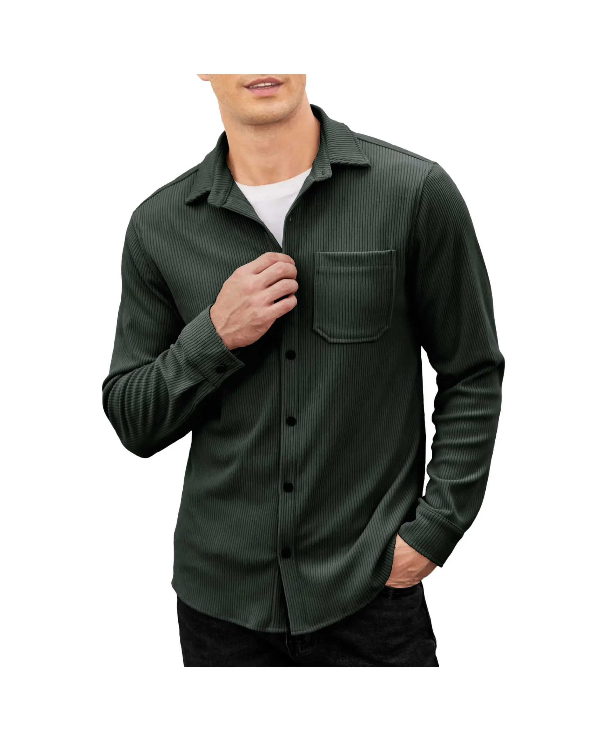 COOFANDY Men's Corduroy Shirt Casual Shacket Long Sleeve Button Down Lightweight Jacket Gifts Ideas