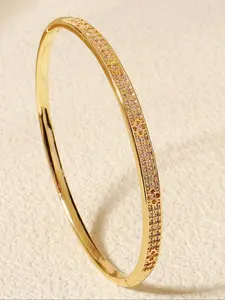 Fashion Elegant Copper Bracelet with Artificial Zircon Decoration, Perfect Daily Wear Accessory for Women, Ideal Valentine's Day Gift