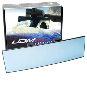iJDMTOY 240mm 9-1/2 Inch Wide Angle View Anti-Glare Blue Tint Curve Convex Clip On Rear View Mirror For Tesla S X 3 Y