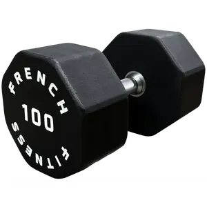 French Fitness Urethane 8 Sided Hex Dumbbell 100 lbs - Single (New)