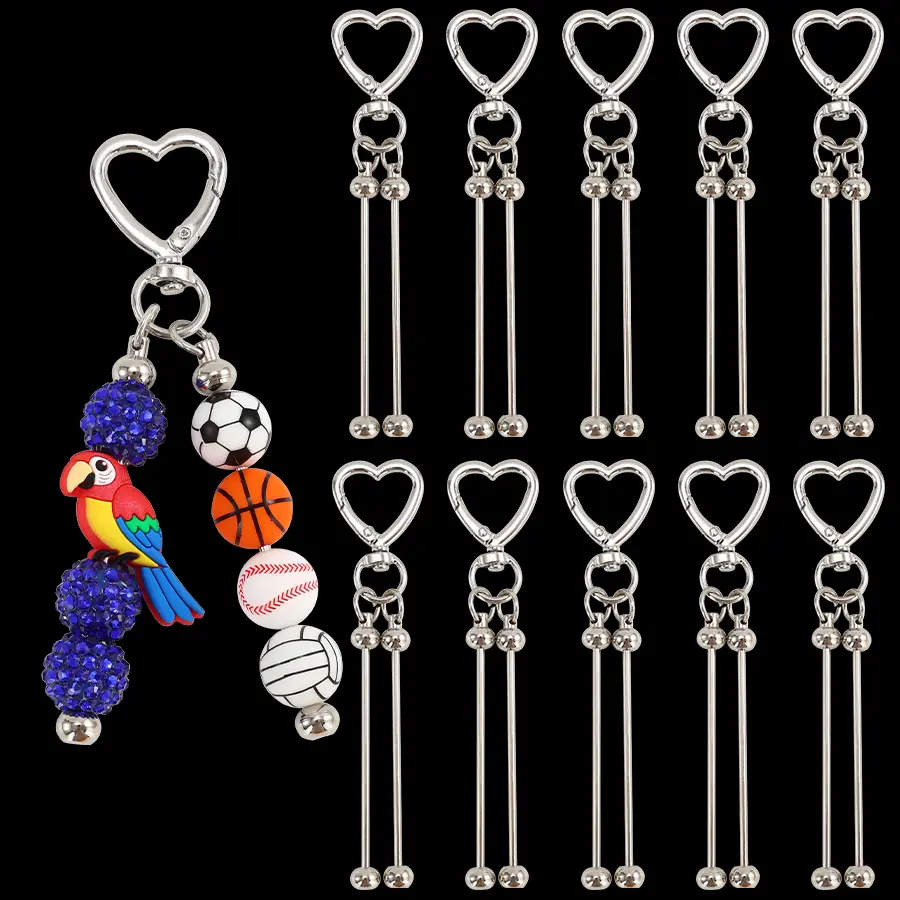 30 PCS Love Key Chain Bead Rod Set, suitable for DIY key chains, key rings accessories, for making bags, as party or festival gifts, etc.