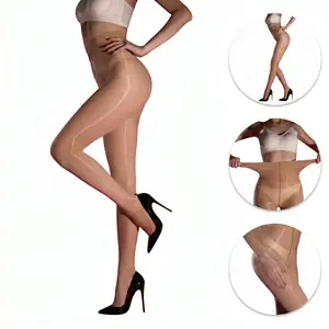(BUY 4 GET 2 FREE) Laseta Oil Shiny Tights for Women High Waist Control Top Pantyhose Silky Sheer Hosiery for Office & Party