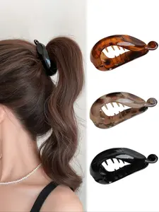 Elegant Vintage Leopard Print Banana Alligator Hair Clips Set, Large Small Fish Shape, Stylish Ponytail Holder, Versatile Hair Accessories