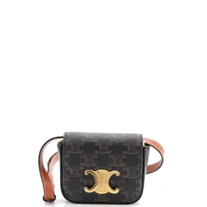Pre-owned Celine Canvas Coated Shoulder Bags Claude Shoulder Bag Triomphe Coated Canvas Mini by Rebag