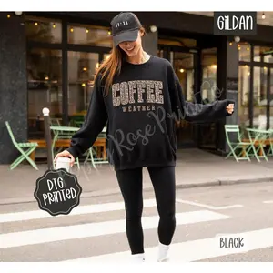 Coffee Weather Sweatshirt, Trendy Women's Fall Crewneck