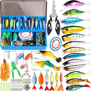 Fishing Lures Fishing Tackle Box Fishing Gifts for Men, Bass, Trout Fishing Accessories Kit for Saltwater & Freshwater Fishing Gear Including Topwater Lures, Hooks, Spinnerbaits