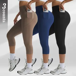 Hijesse Women's Summer 7/8 Leggings High Waist Stretchy Slim Fit Tummy Control with Pockets Casual Work Out Gym Travel Daily Outdoor Wear