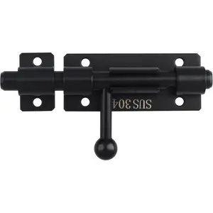 4.2 Inch Slide Lock Barrel Bolt Latch, SUS304 Stainless Steel Heavy Duty Gate Latch with Padlock Hole for Wooden Fence Yard Door Barn Door Shed Door (Black)