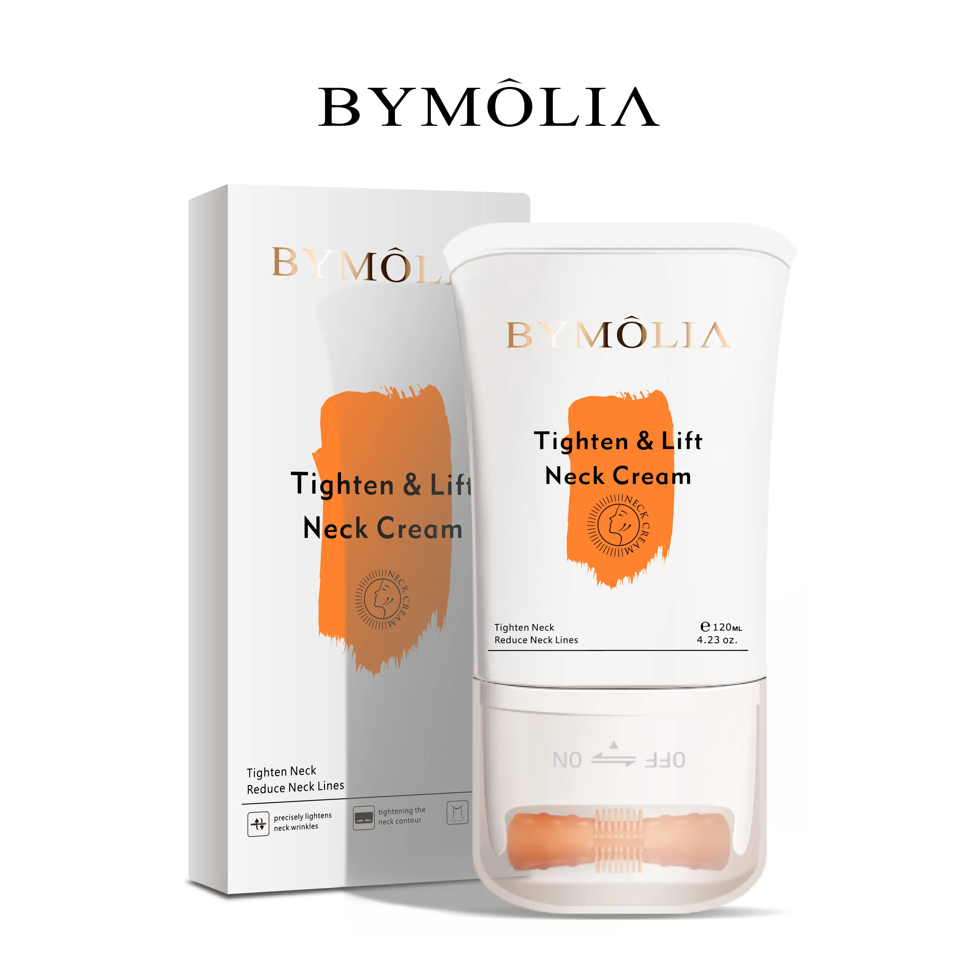 BYMOLIA Neck Firming Cream - Body Care Moisturizing Tightening Formula, Lifts Crepey Skin, Neck & Chest Moisturizer with Clinical Data, Methylparaben-Free, 120g, Suitable for All Skin Types, Smoother
