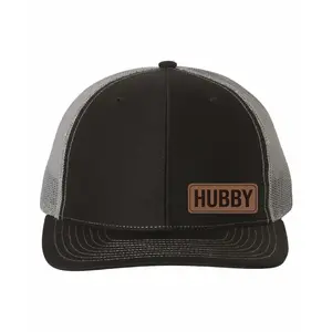 Hubby Vegan Leather Patch Cap, Richardson 112, Richardson Hat, Hubby Hat, Hubby Dad Hat, Richardson Cap, Wedding Party Caps