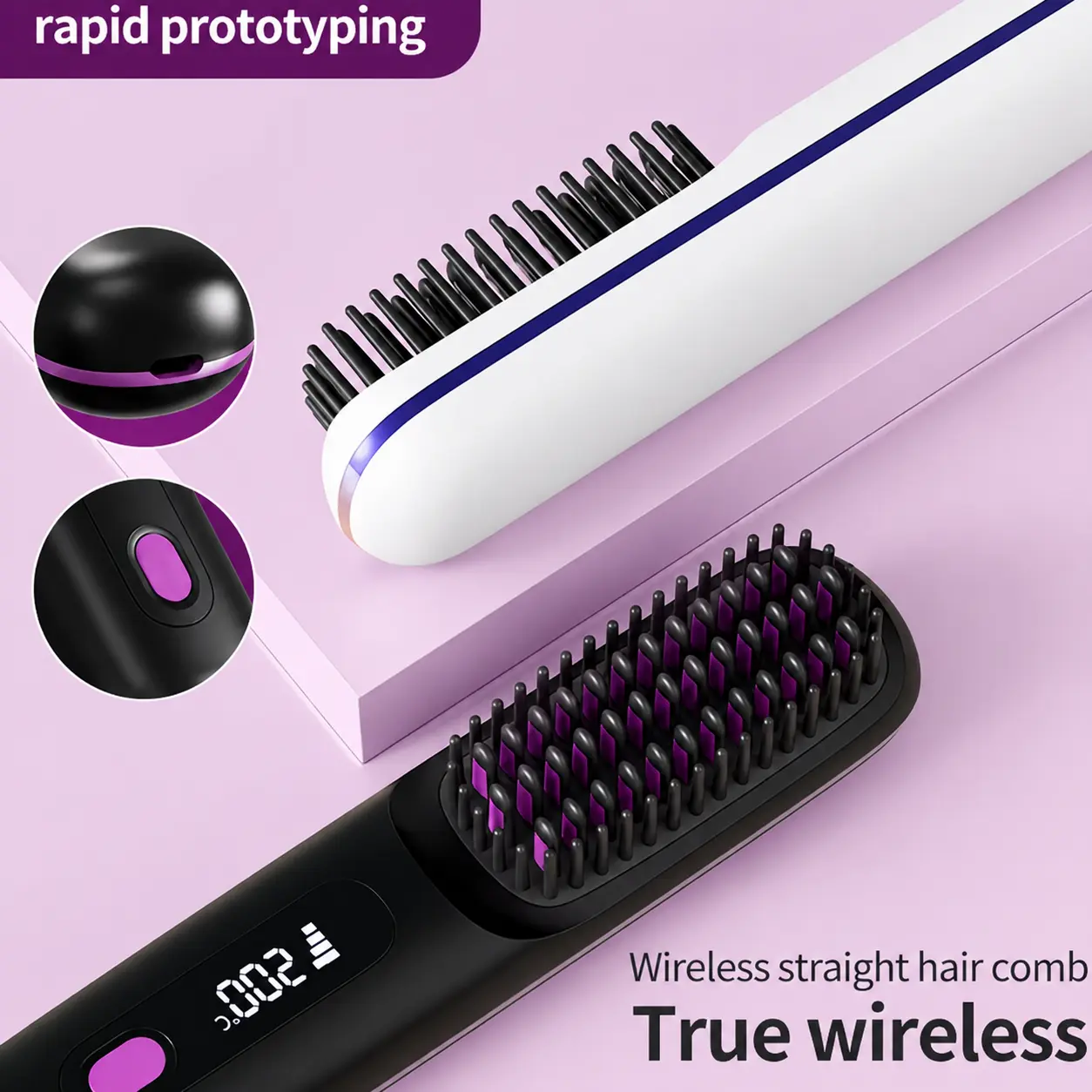 2026 Upgraded Straight Hair Comb, Portable Fashion Lazy Straightener, USB Rechargeable Flat Iron Clip, Wireless Straightening & Curling Comb