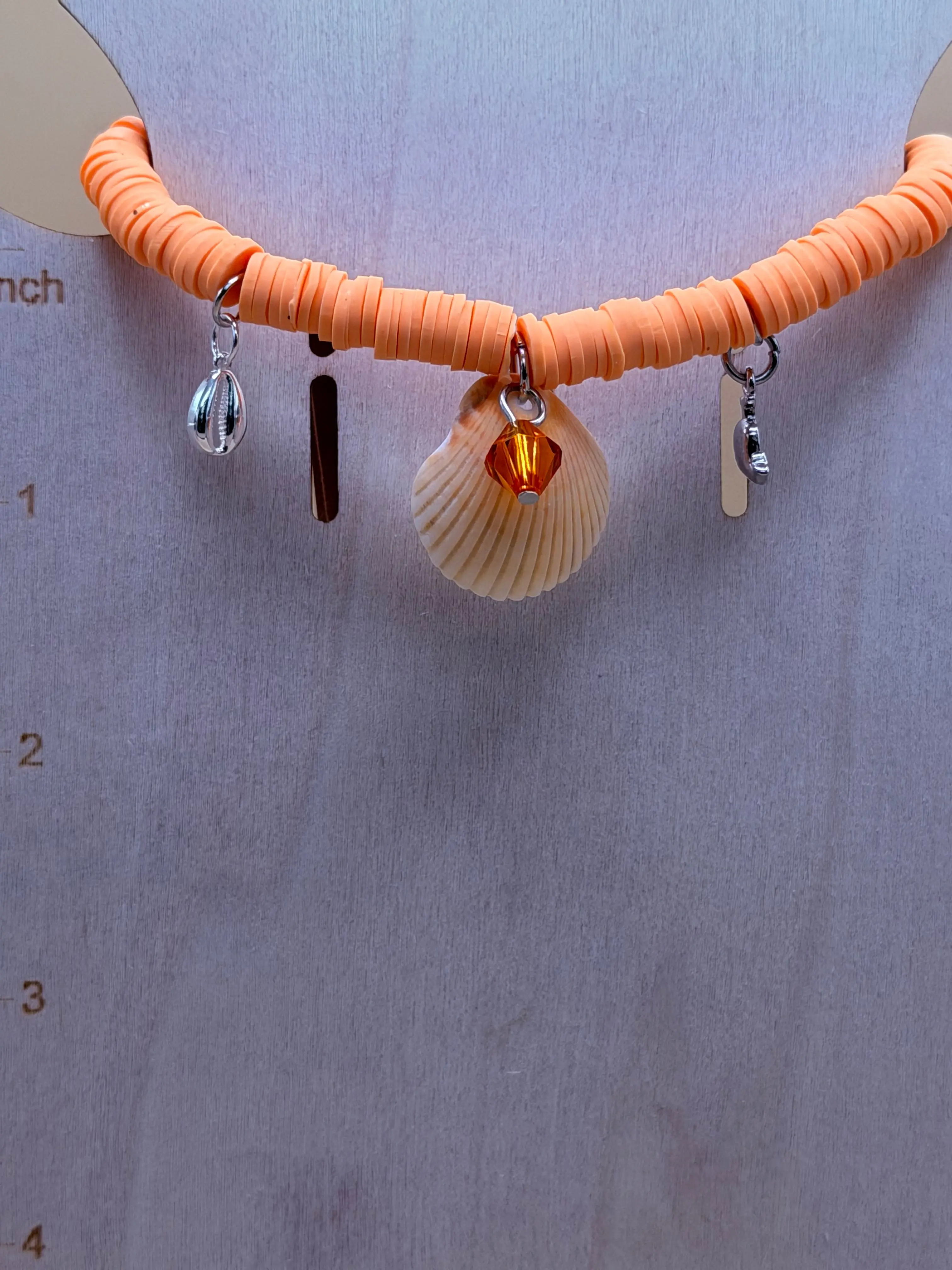 Coral Sunset Shell Charm Clay Bead Bracelet non-fading jewelry