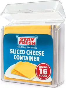Kitchen Discovery Cheese Slice Storage Container – Clear Plastic, Airtight, BPA-Free Holder for Longer Lasting Cheese, Dishwasher Safe