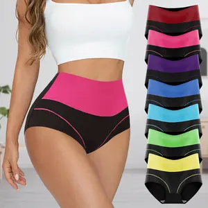 HOTCOM Plus Size Women's High Waist Panties Full Coverage Soft Stretch Breathable Elastic Waistband No Pilling Machine Washable 7 Pack Underwear for Women Comfortable Fit Everyday Lingerie Mixed Color