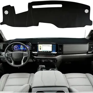 Dash Cover Mat for Chevy Silverado/ Sierra 1500 Accessories 2022-2025, UV Protection & Non-Slip Dashboard Decorative Interior for 2024 2025 Silverado/Sierra 2500HD 3500HD (Black Trim)