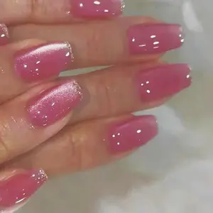 Cat Eye False Nails, Glittering Fake Nails, Removable Nail Art Artificial Full Cover, Women Girls DIY Manicure, Elegant Press on Fake Nail Kit, Manicure Accessories, Nail Kit Set, Pressed on Nails