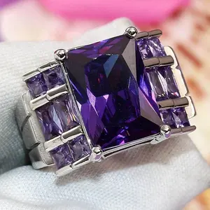 Sterling Silver Purple Amethyst Gemstone Ring