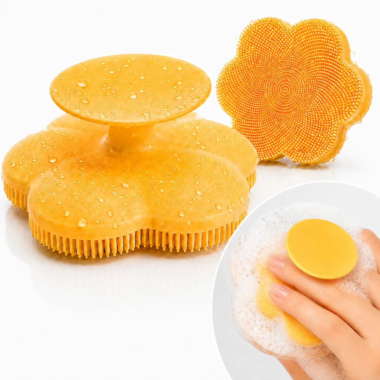 Silicone Facial Cleansing Brush - Flower-Shaped Face Scrubber with Soft Bristles, Handheld Bathroom Gadget for Daily Gentle Cleansing, Home & Travel Use,back to school,back to school haul