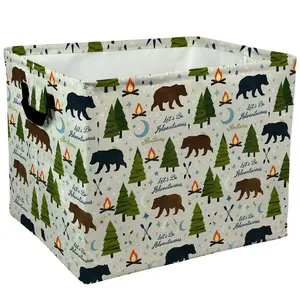 Forest Bear Camping Adventure Storage Baskets Storage Boxes Home Decor Storage Clothes Organization And Storage Home Decor Storage Holiday Gifts，Organizer For Toys， Books， Laundry Baskets