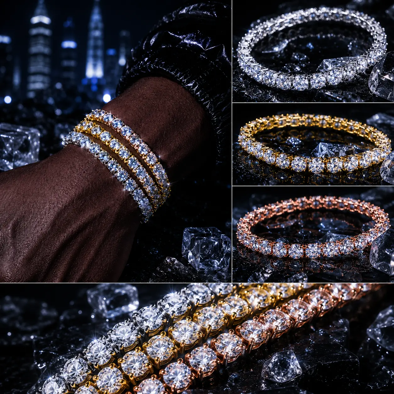 9271 Luxury Round Cut Tennis Bracelet - High Shine Exquisite Bracelet Wristband for Women Party Costume Fashion Jewelry, Glossy, Design, Elegant, Dazzling Effect, Metal Coating, Female, Modern, Parties, Sleek And Modern