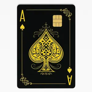 Aces Gold Silver Credit Card Skin Vintage Design Ace of Spades Vinyl Skin for Poker Lovers Casino Nights & Stylish Conversations