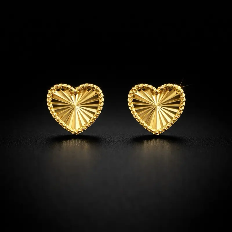 ABBY LUXURY JEWELRY  10K gold heart-shaped earrings