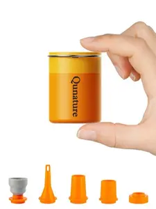 Qunature Ultra-Mini Portable Electric Air Pump (1500mAh, 2.15oz) with 6 Specialized Nozzles, 3-Level Built-In Flashlight, Magnetic Base, 5.0kPa Max Output Pressure, 400L/Min Rapid Gas Flow for Camping Air Bed, Pool Floats, Vacuum Storage Bags