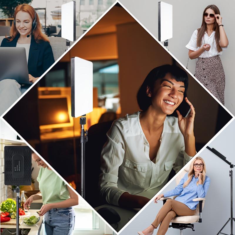 10" LED Square Light Panel with 63" Extendable Stand 3 Color 2200-4500K Studio Lighting for YouTube/TikTok/Instagram Content Creation, Dimmable Brightness, USB Powered, Soft light（1PCS）#valentine's#Spring Break