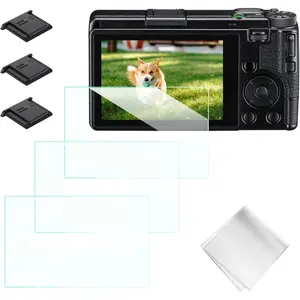 K&F CONCEPT 3 Pack Camera Screen Protector Compatible with Ricoh GR IV, 0.3mm 9H Hardness Tempered Glass Cover Anti-Scratch Bubble-Free & Hot Shoe Cover