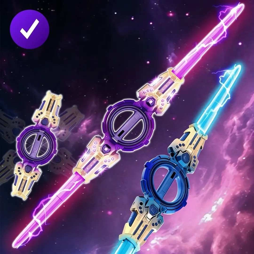Rotating Dual Blade Light Saber, Extendable Rotating Blades, Seven Color Lights, Light Up Saber, Cool Laser Sword, Realistic Lightsaber, Rechargeable Light Saber, Indoor Outdoor Toy, Birthday Gift, Rechargeable Spinning Lightsaber