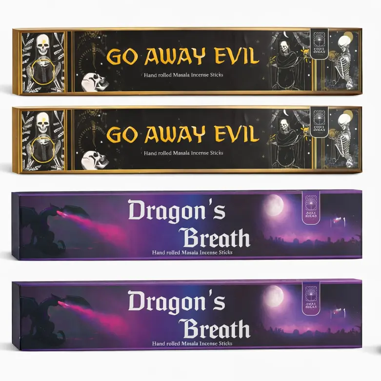 Soul Sticks Dragon's Breath & Go Away Evil Masala Incense Sticks Variety Pack (4 Pack)
